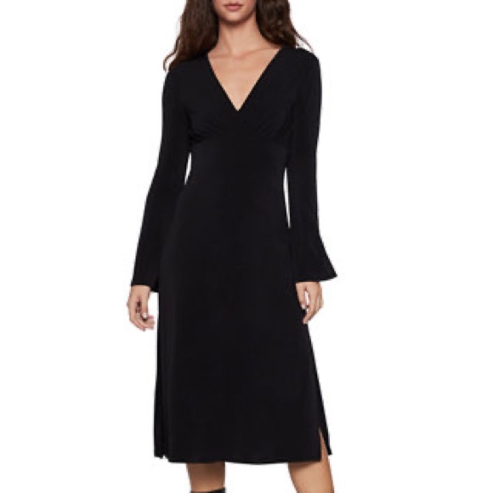 BCBG Generation Long Bell Sleeve Side Slit Midi Dress NWT